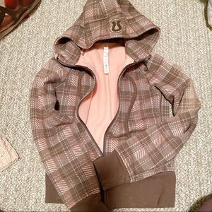 Lululemon Pink and Brown Plaid Hoodie